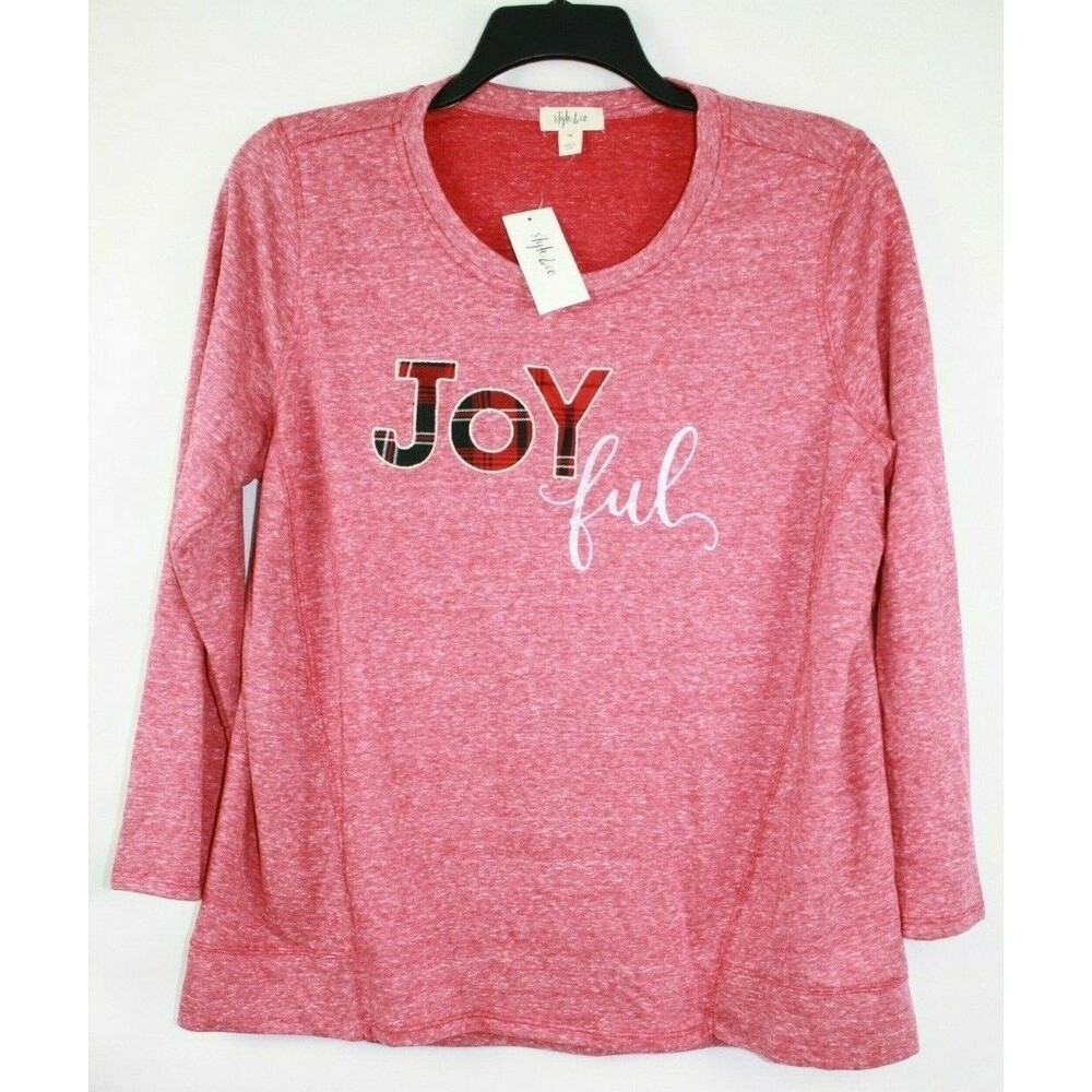Style&Co Women's Long Sleeve Holiday Christmas Blouse Shirt Top Size 1X Red